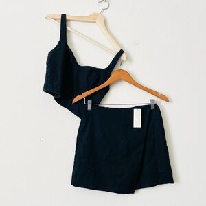 Abercrombie & Fitch SMALL black linen skirt top set